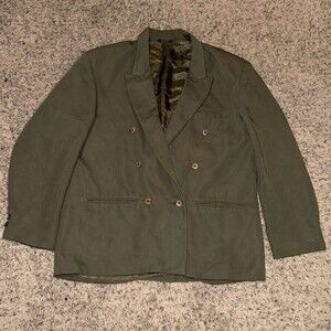 Vintage City Streets Olive Green Satin Lined Blazer Jacket Men’s Size 44 Large